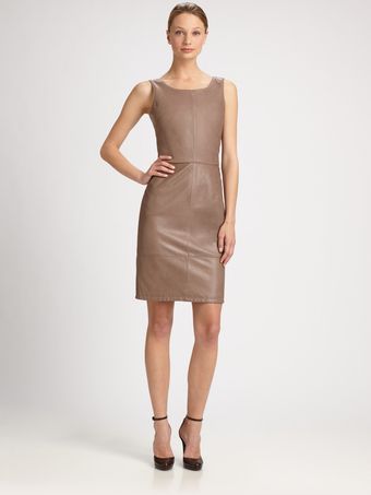 Armani Seamed Leather Dress - Lyst