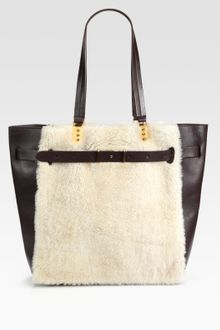 Christian Louboutin Sybil Large Shearling Leather Tote - Lyst