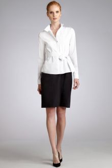Elie Tahari White Stretch Poplin Steffie Belted Shirtdress - Lyst