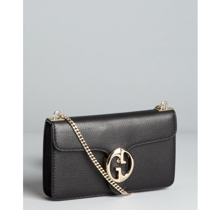 Gucci Leather Flap Chain Strap Shoulder Bag in Black | Lyst