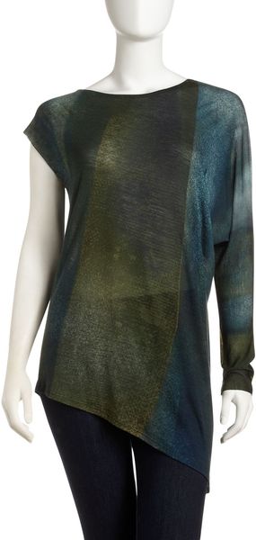 Helmut Lang Asymmetric Columnprint Shirt in Blue (bluemulti) - Lyst