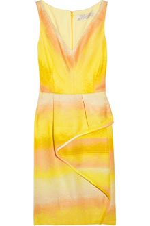 Lela Rose Cascadingruffle Jacquard Dress - Lyst