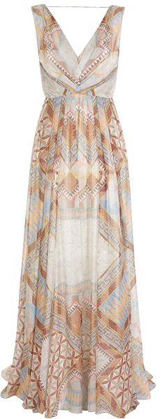 Matthew Williamson Decadent Tile Chiffon Pleated Chiffon Gown - Lyst