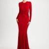 Michael Kors Jersey Goddess Gown in Red (bordeaux) - Lyst