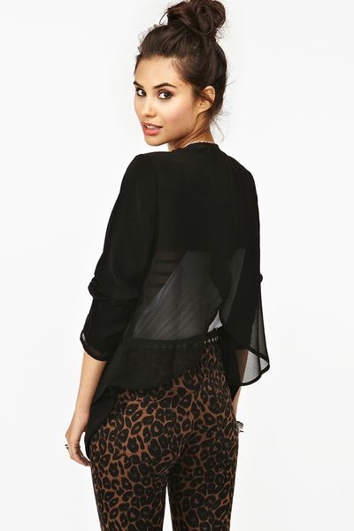 Nasty Gal Chiffon Wrap Blazer in Black - Lyst
