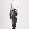 Oscar De La Renta Bijou Print Silk Skirt in Gray (black) - Lyst