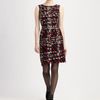 Oscar De La Renta Embroidered Silk Dress in Red (black) - Lyst