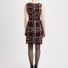 Oscar De La Renta Embroidered Silk Dress in Red (black) - Lyst