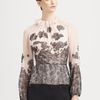 Oscar De La Renta Lacetrimmed Silk Blouse in Beige (rose) - Lyst