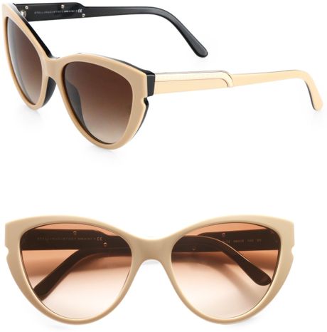 Stella Mccartney Notched Plastic Catseye Sunglasses in Beige - Lyst