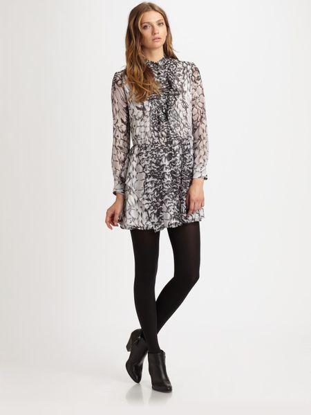 Thakoon Addition Gathered Ruffle Shirtdress in Gray (black) - Lyst