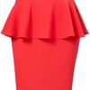 Topshop Red Textured Peplum Skirt in Red - Lyst
