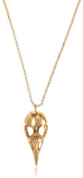 Alexander Mcqueen Bird Skull Brass Necklace in Gold for Men - Lyst