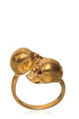 Alexander McQueen Twin Skulls Brass Ring