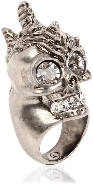 Alexander Mcqueen Punk Shell Skull Ring in Silver - Lyst