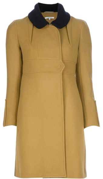Carven Contrast Collar Coat - Lyst