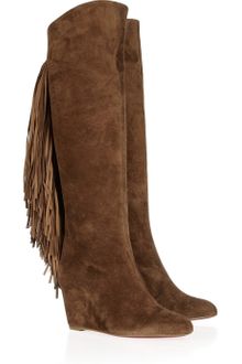 Christian Louboutin Pouliche 70 Fringed Suede Boots - Lyst