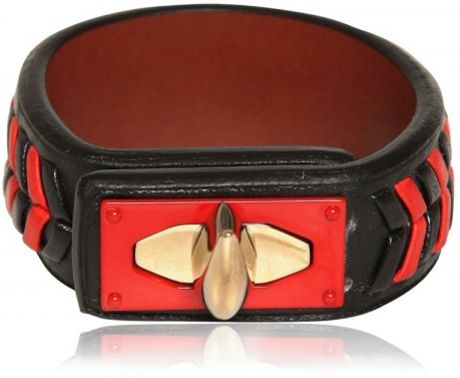 Givenchy Braided Leather Shark Lock Bracelet in Red - Lyst