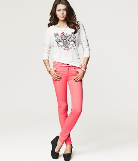 H&m Slim Jeans in Pink (denim) - Lyst