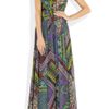 Matthew Williamson Printed Pleated Silkchiffon Gown in Purple (aubergine) - Lyst