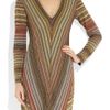 Missoni Striped Metallic Crochetknit Dress in Brown (gold) - Lyst