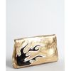 Prada  Leather Foldover Flame Large Clutch in Gold - Lyst