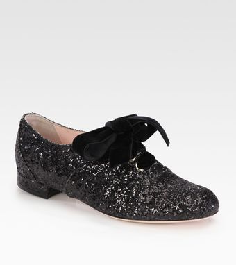 RED Valentino Glitter and Velvet Laceup Oxfords - Lyst