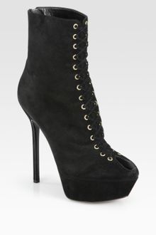 Sergio Rossi Suede Laceup Platform Ankle Boots - Lyst