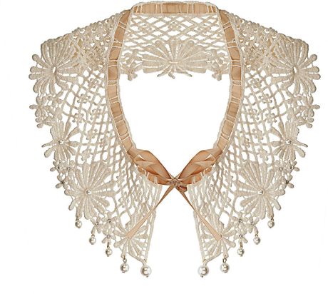 Topshop Pearl and Fabric Collar in White (cream) - Lyst