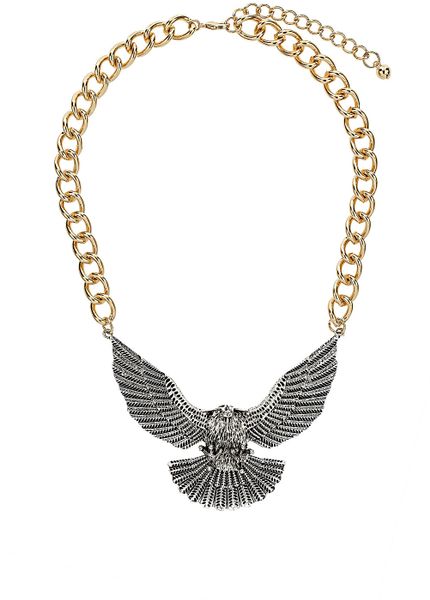Topshop Eagle Necklace in Gold | Lyst