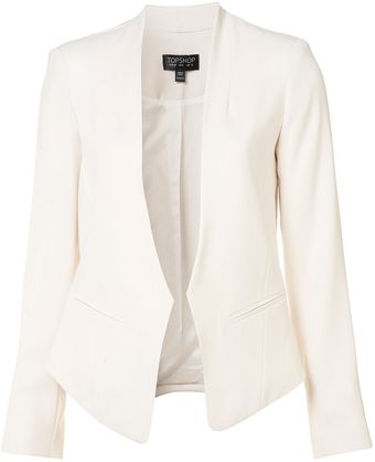 Topshop Crop Back Collarless Blazer - Lyst