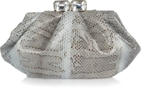 Valentino Jewelclasp Watersnake Clutch in Silver - Lyst