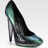 Yves Saint Laurent Snake Skin Mirror Heel Platform Pumps in Green (forest) - Lyst
