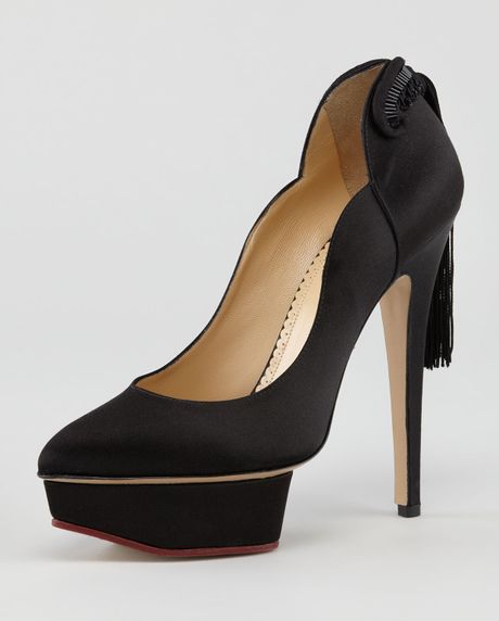 Charlotte Olympia Starla Tasselheel Platform Pump in Black - Lyst