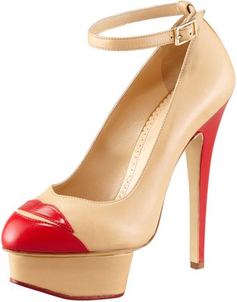 Charlotte Olympia Kiss Me Leather Anklestrap Platform Pump - Lyst