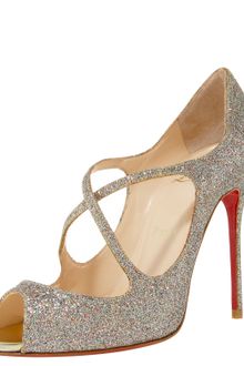 Christian Louboutin Glittered Crisscross Opentoe Pump - Lyst