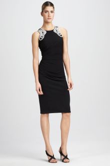 David Meister Beadshoulder Ruched Cocktail Dress - Lyst