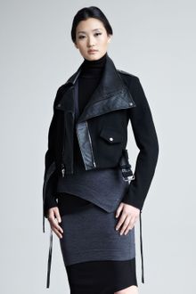 Donna Karan New York Modern Felt Leather Moto Jacket - Lyst
