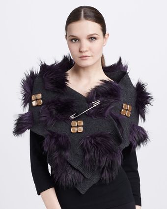 Marc Jacobs Safetypinned Fauxfur Scarf - Lyst