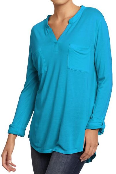 Old Navy Roll Sleeve Pocket Tunics in Blue (ocean heaven) | Lyst