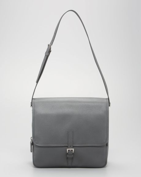 Prada Saffiano Small Messenger in Gray for Men - Lyst