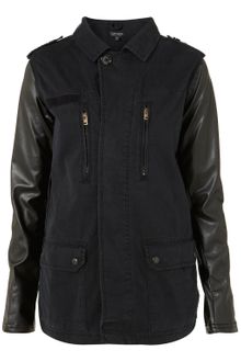 Topshop Contrast Sleeve Army Jacket - Lyst