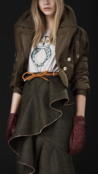 Burberry Prorsum Oversize Lapel Bomber Jacket in Brown (kale) - Lyst
