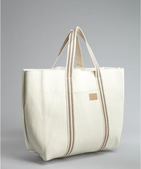 Chloé Woven Straw Tote Bag in White | Lyst