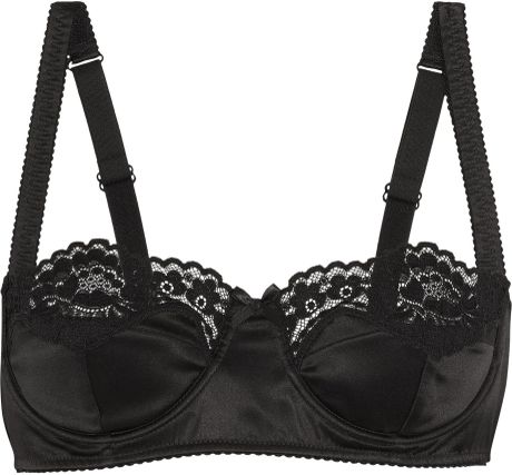 Dolce & Gabbana Stretchsilk Satin And Lace Balconette Bra In Black | Lyst