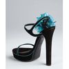 Gucci Black and Aqua Suede Flower Platform Sandals in Black - Lyst