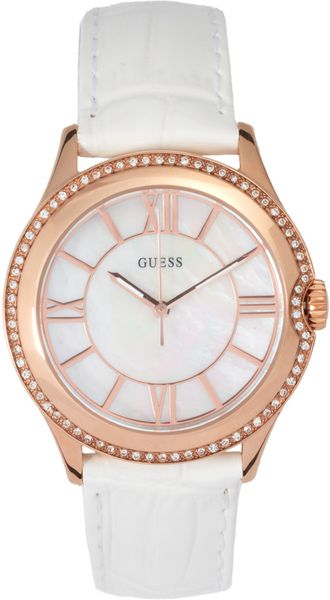 Guess Moonbeam Mother Of Pearl Buckle Watch - Lyst