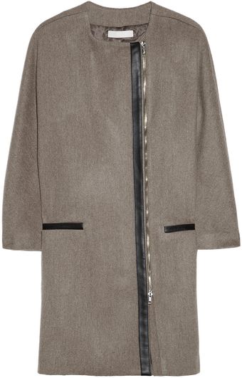 Kain Orelia Leather Trimmed Wool Coat - Lyst