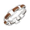 Lauren By Ralph Lauren Silver Tone Leather Link Bracelet in Brown (silver) - Lyst