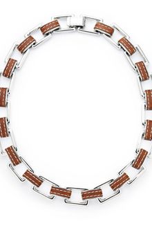 Lauren by Ralph Lauren Silver Tone Leather Link Necklace - Lyst
